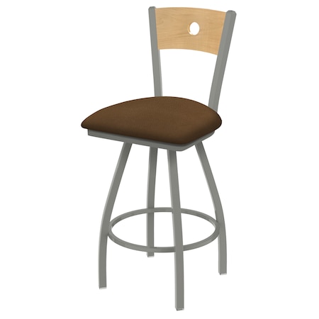 Holland Bar Stool Co 36" Swivel Counter Stool, Nickel Finish, Nat Back, Rein Thatch Seat X830